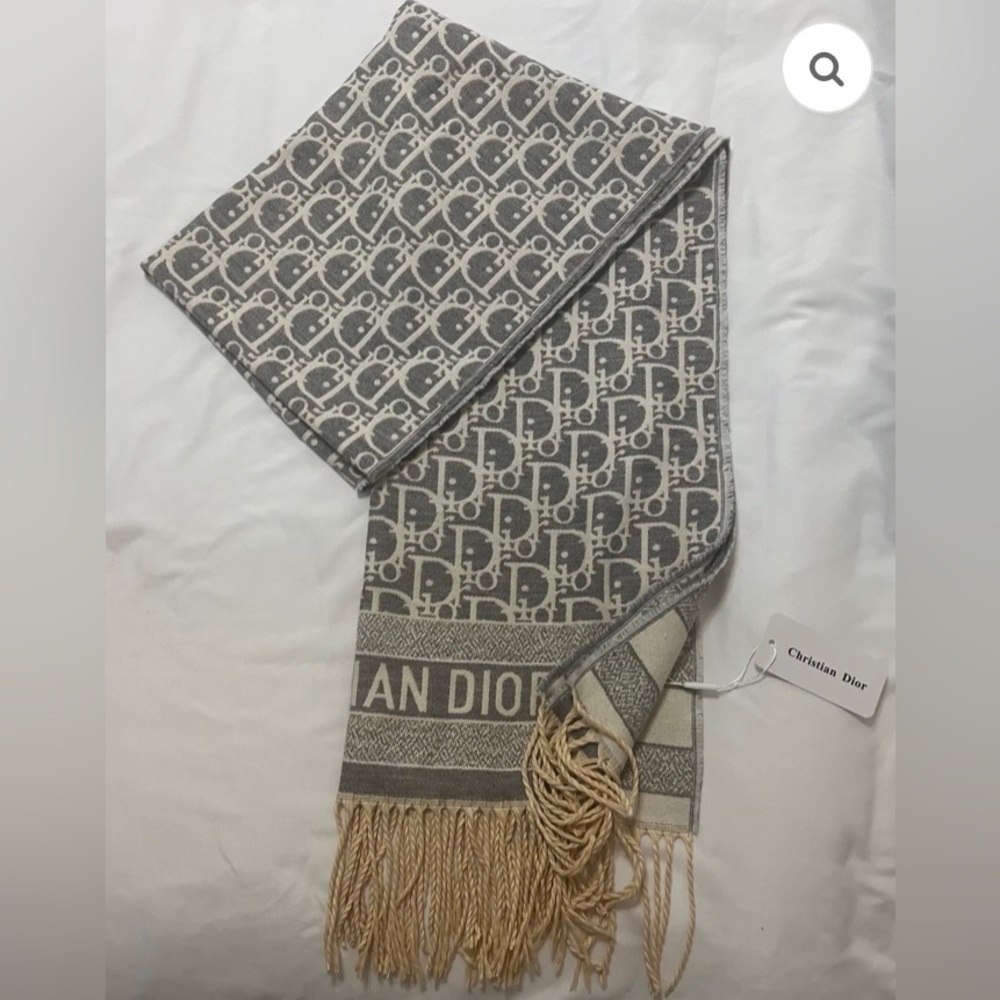 Dior Monogram Cream and Gray Scarf